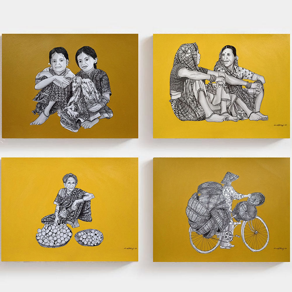 Indian Rural Ladies (Set of 4) series-6. Year - 2020